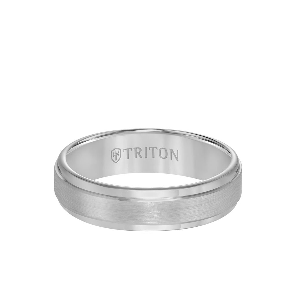 Tungsten Carbide Ring 6MM with Stepped Down Edges & Square Facets Design 