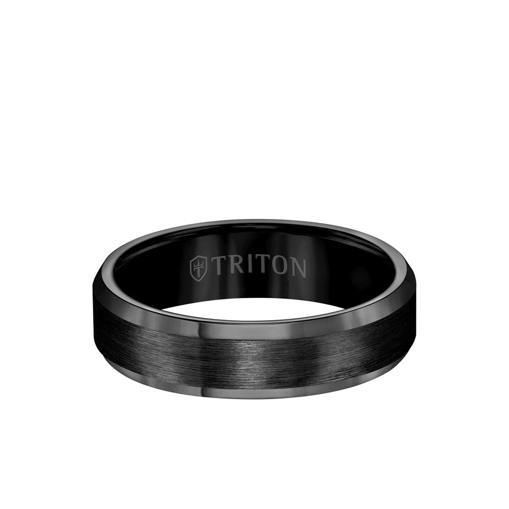 Triton 6mm Polished White Tungsten Carbide Flat Square Edge Band Ring